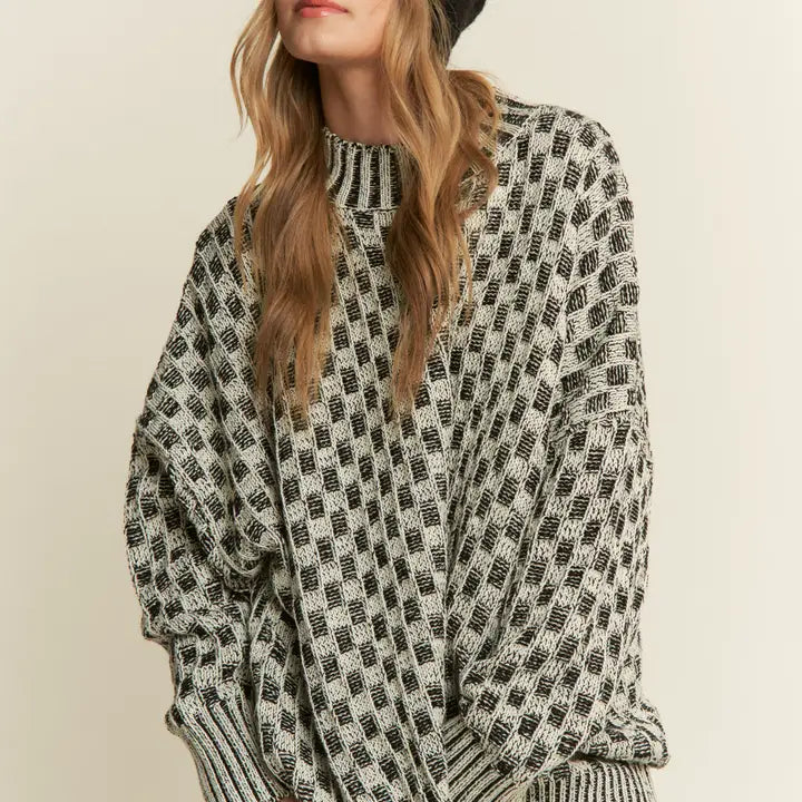 Oversize Checkered Sweater