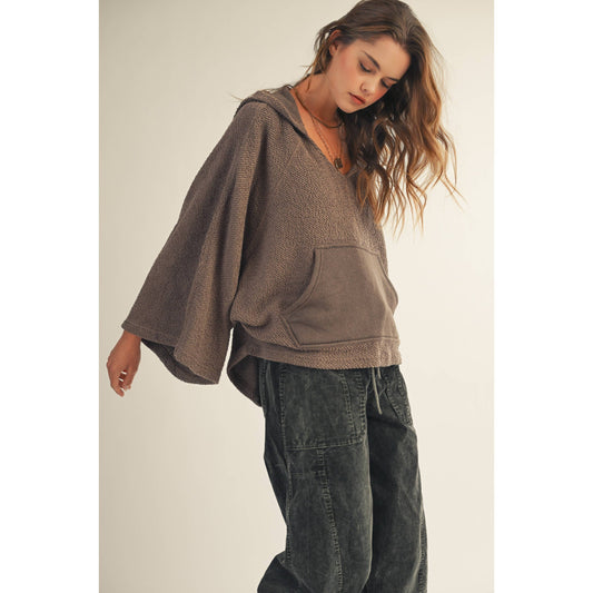 Washed Vintage V Neck Hoodie