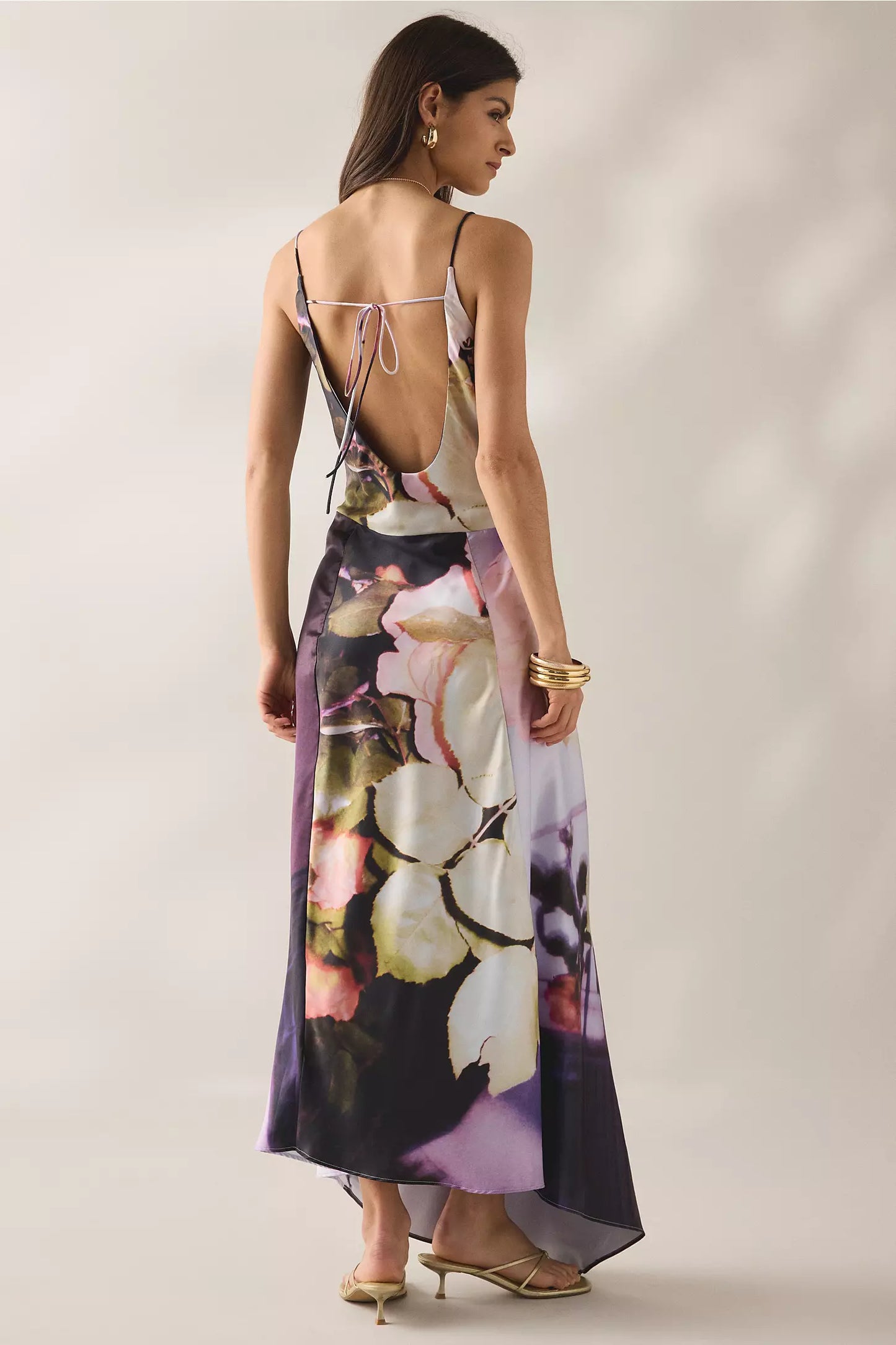 Ellie Asymmetric Open-Back Cowl Maxi Dress