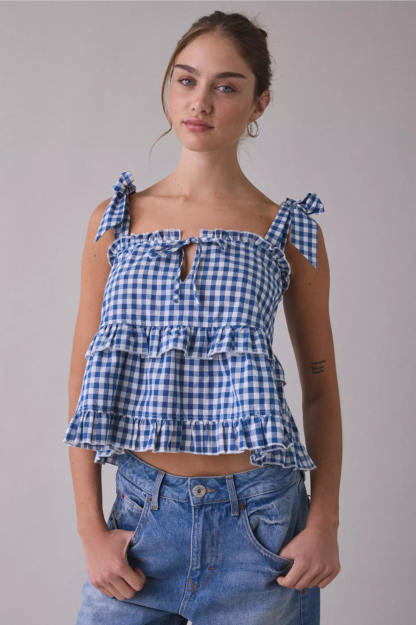 Keepsake Tie-Strap Ruffle Babydoll Top