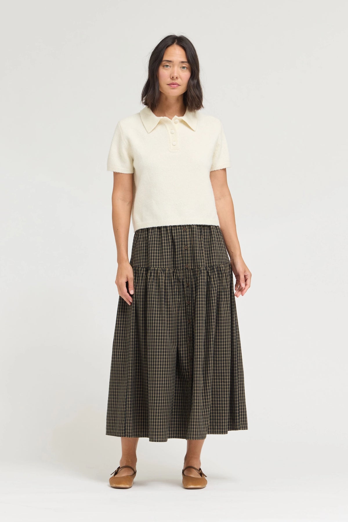 Half Placket Short Sleeve Knit