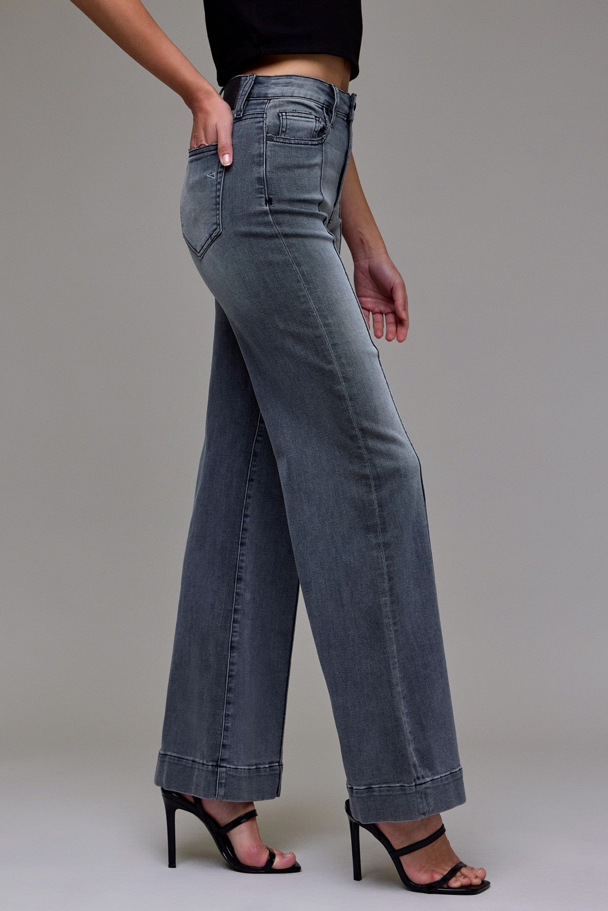 Pintuck High Rise Comfort Flare