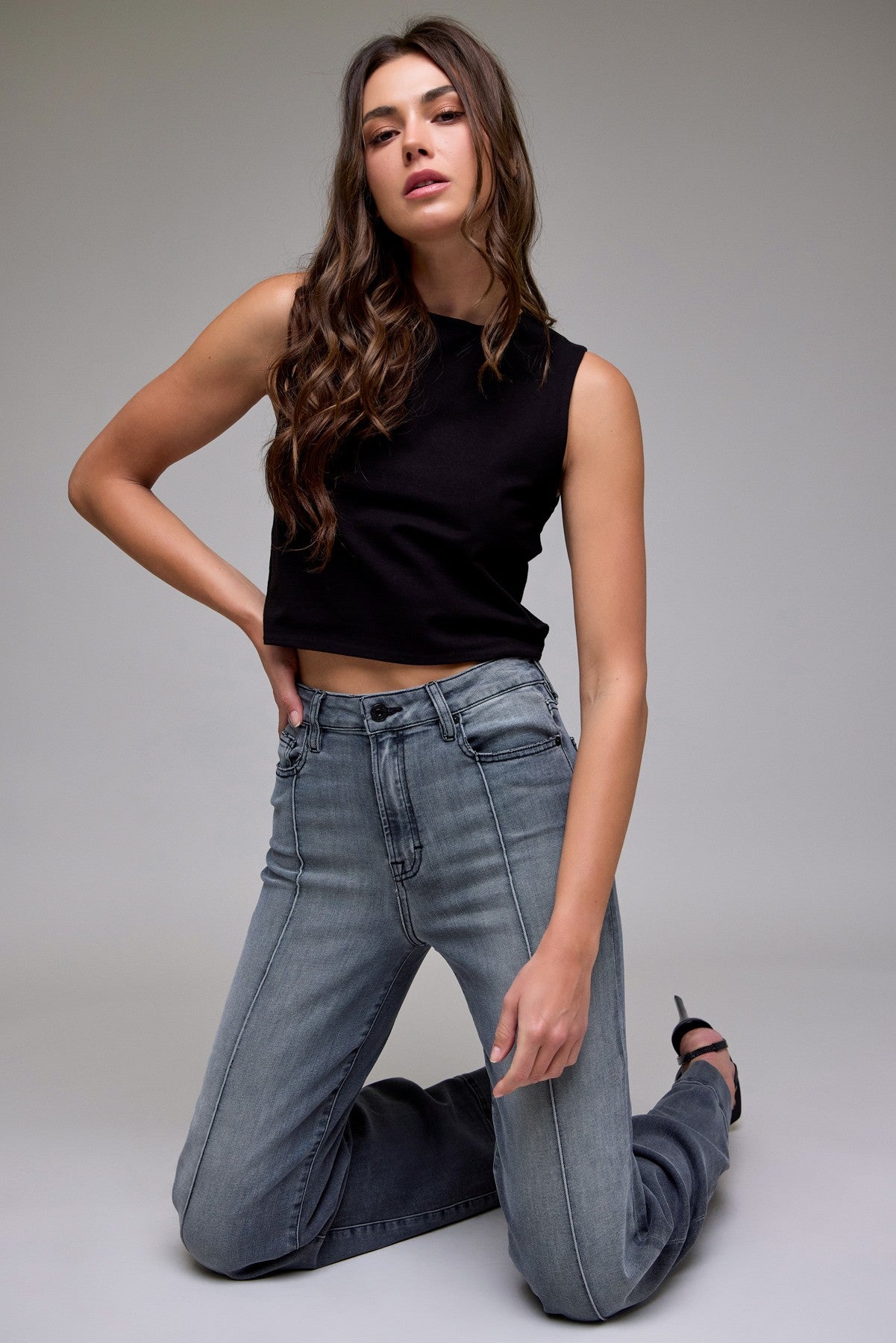 Pintuck High Rise Comfort Flare