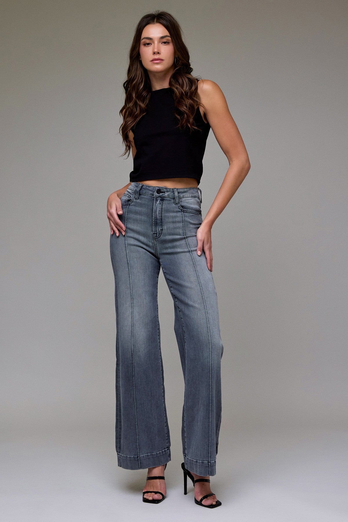 Pintuck High Rise Comfort Flare