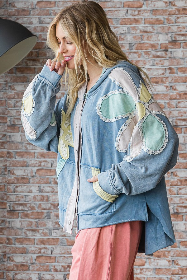 Floral Patchwork Pullover Hoodie
