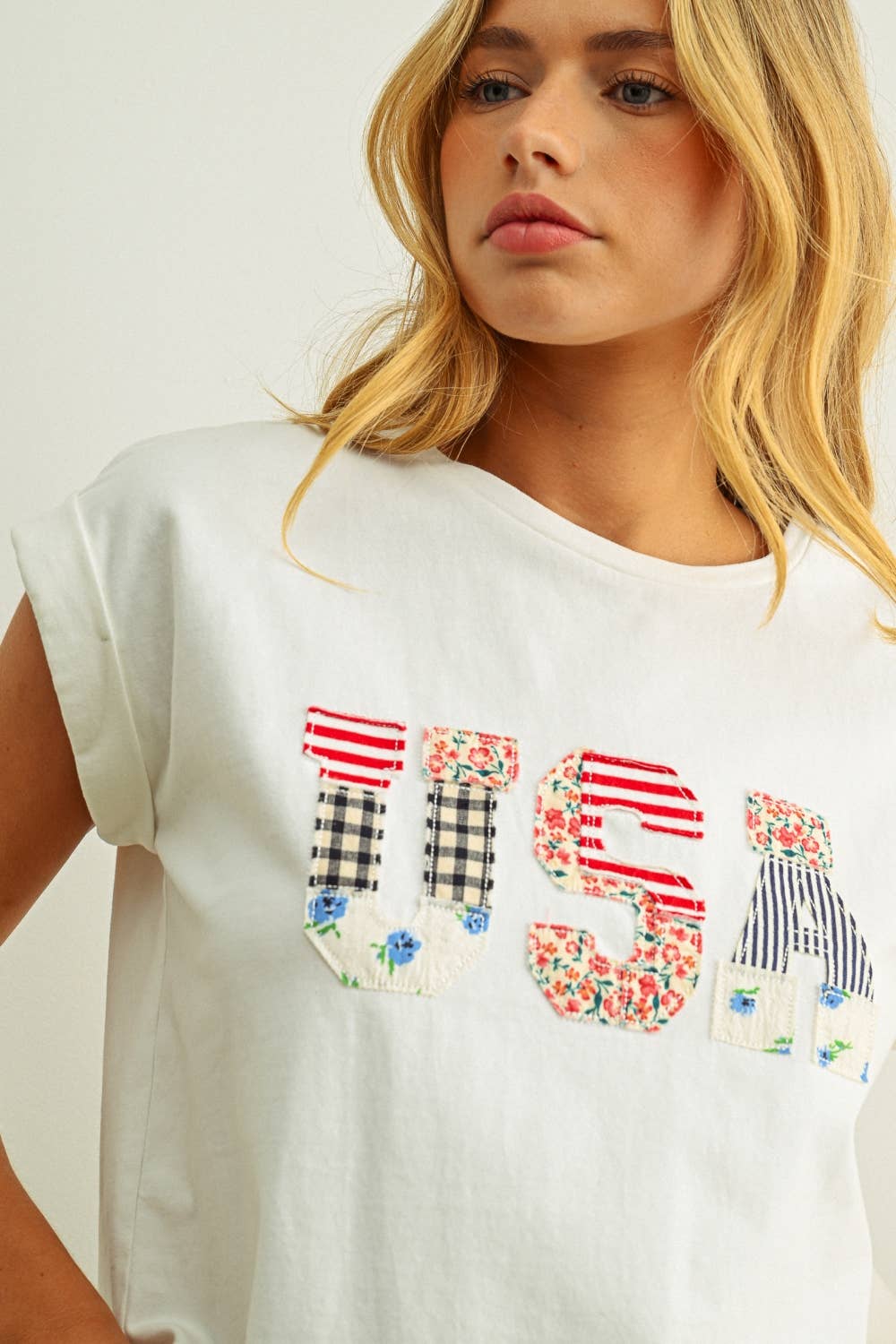 USA Floral Patchwork Tee