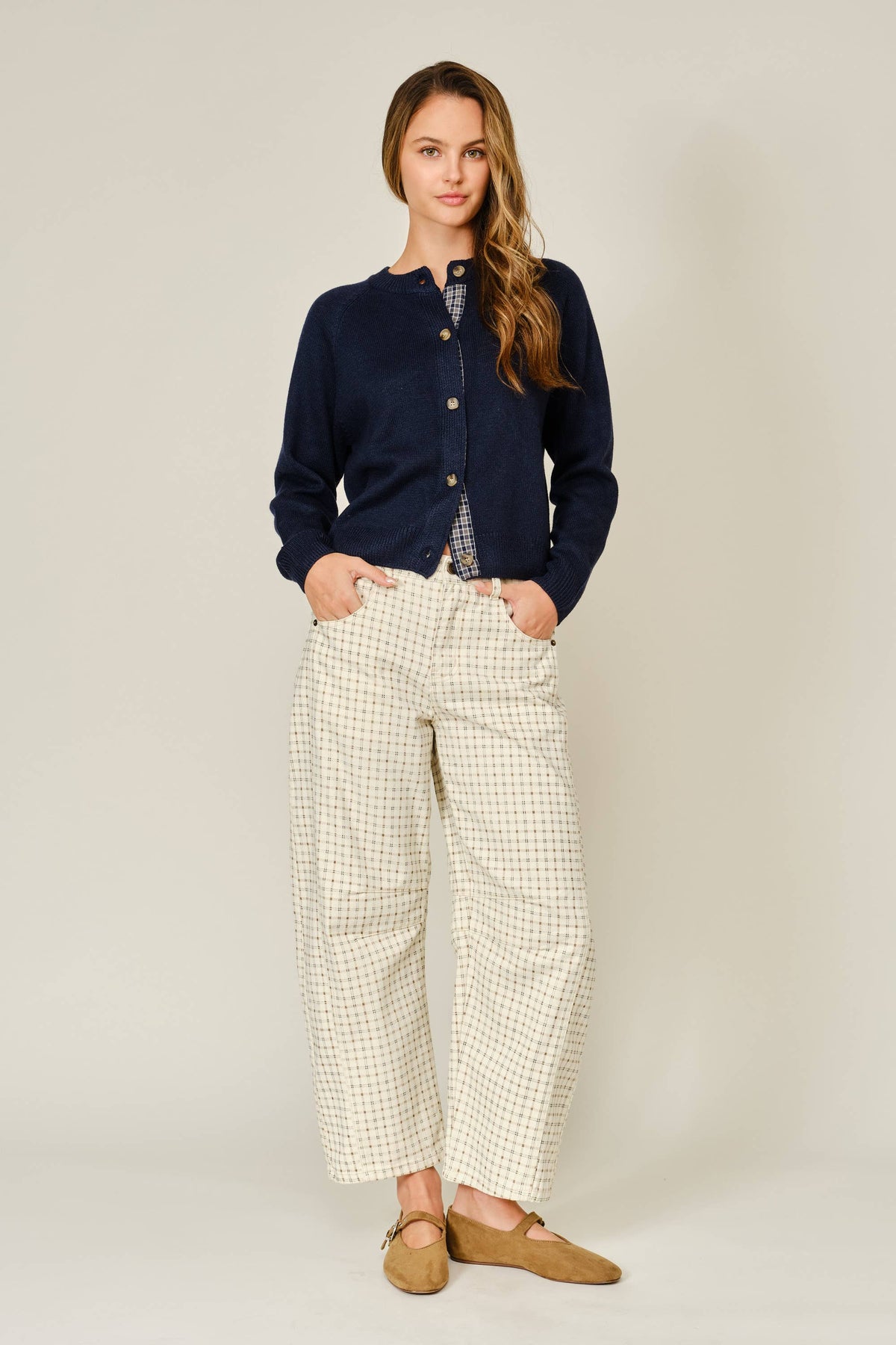 Plaid Barrel Pants