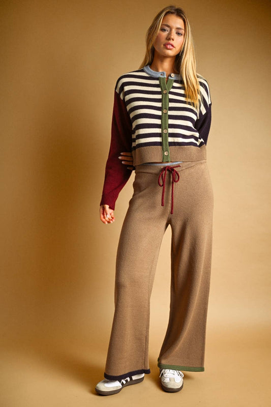 Color Mixed Knit Pants