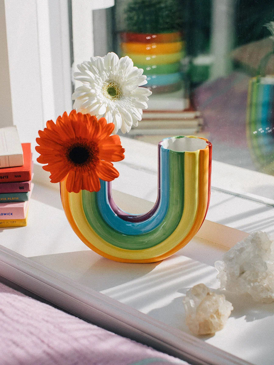 Rainbow Macaroni Vase