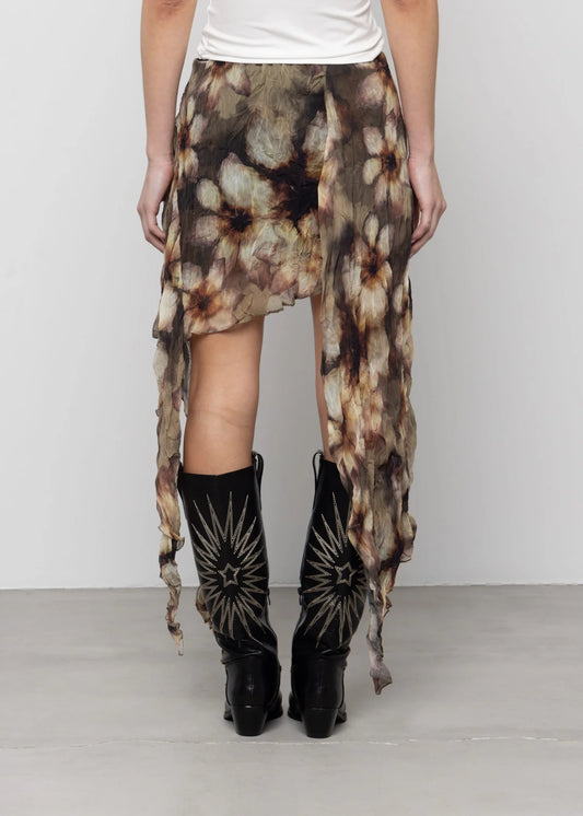 Petal Moon Printed Asymmetric Skirt