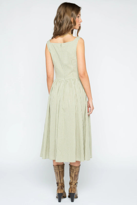 Creme Check Cowl Neck Dress