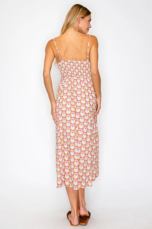 Mythic Petals Bow Tie Midi Dress