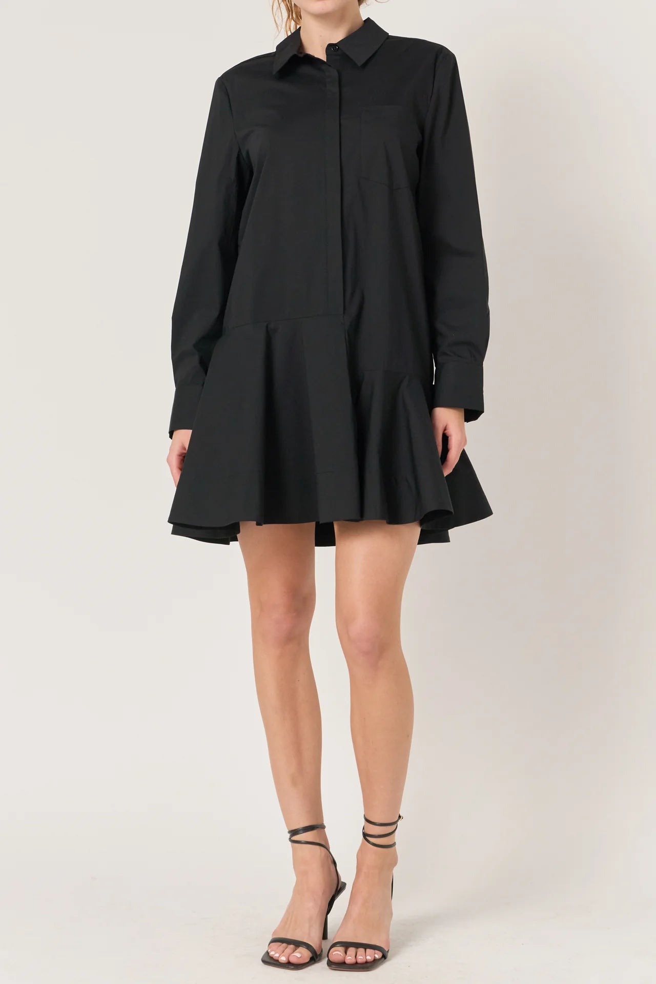 Collar Flare Skirt Dress