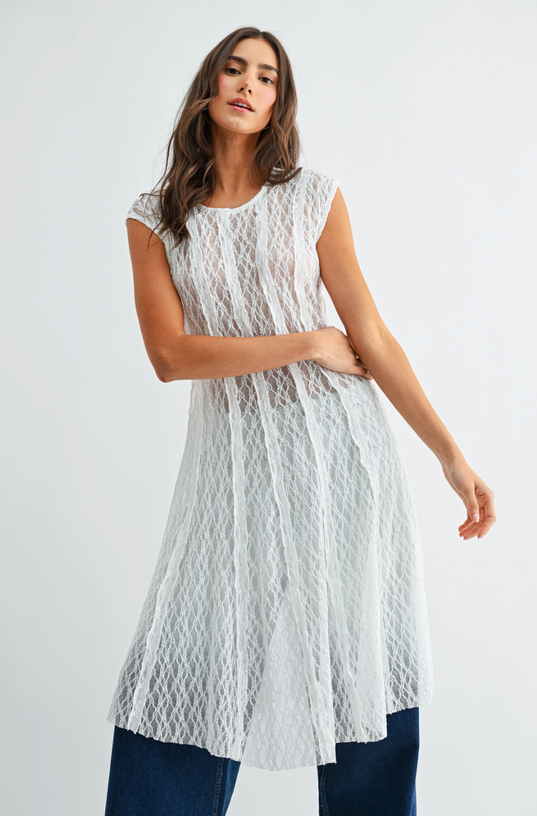 Sheer Lace Overlay Dress
