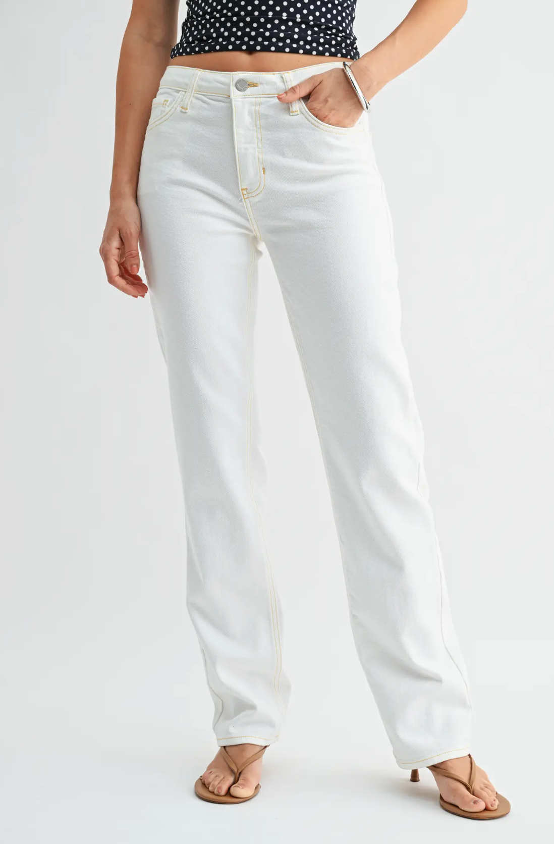 Mid Rise Stovepipe Straight Leg Jeans