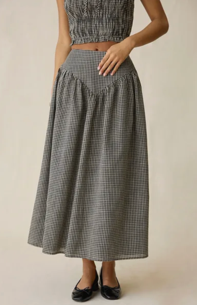 Starling Gingham Drop Waist Maxi Skirt
