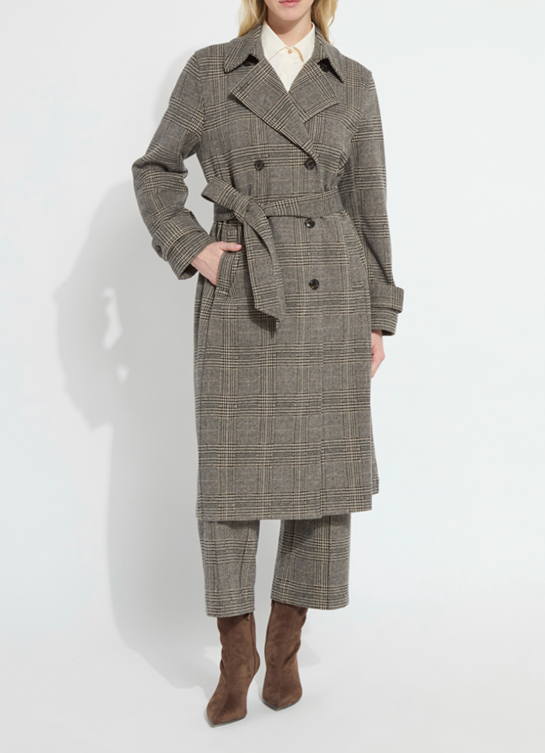 Marla Brushed Ponte Belted Trench Coat