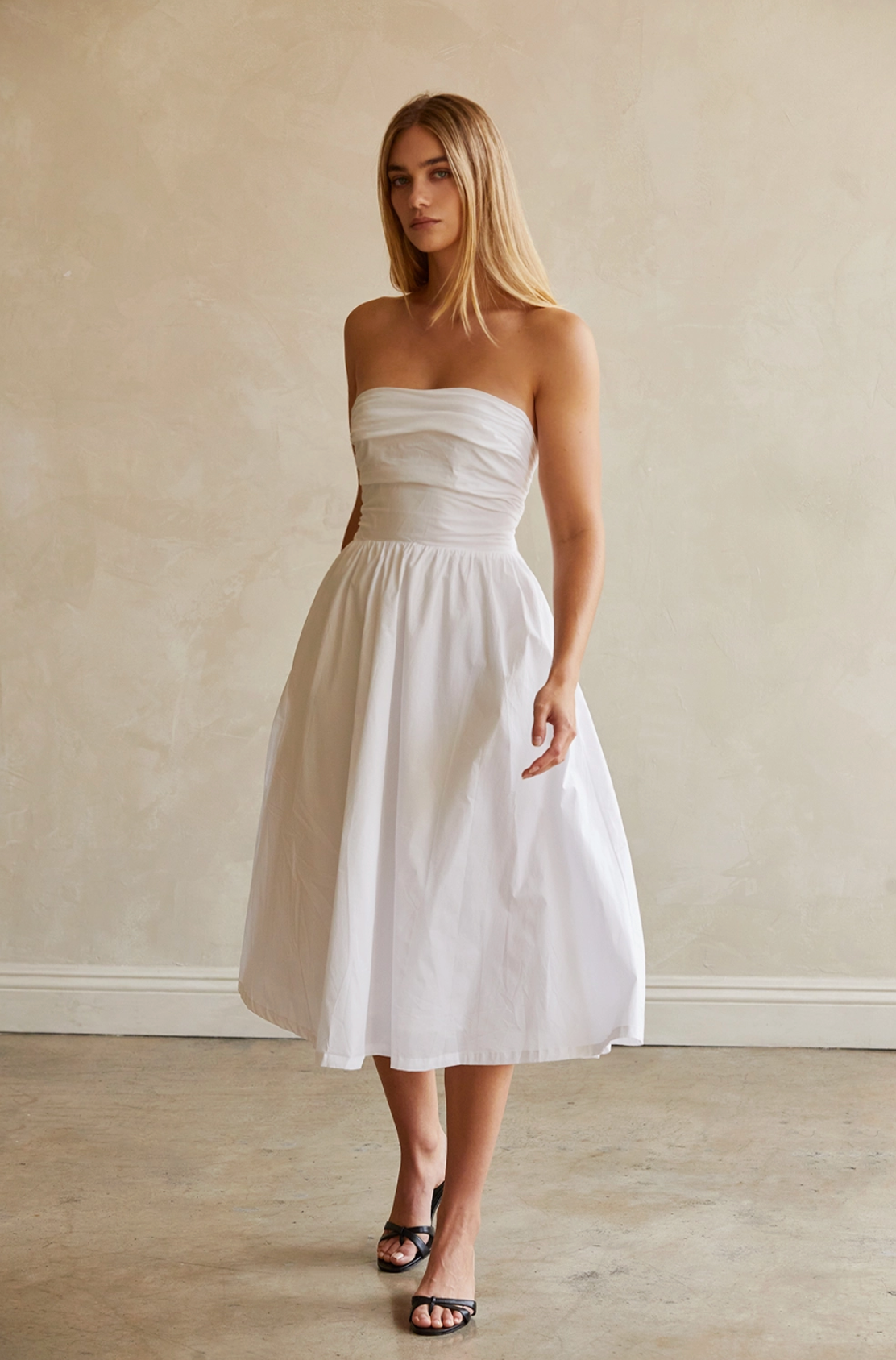 Kate Fit and Flare Back Tie Midi Dress