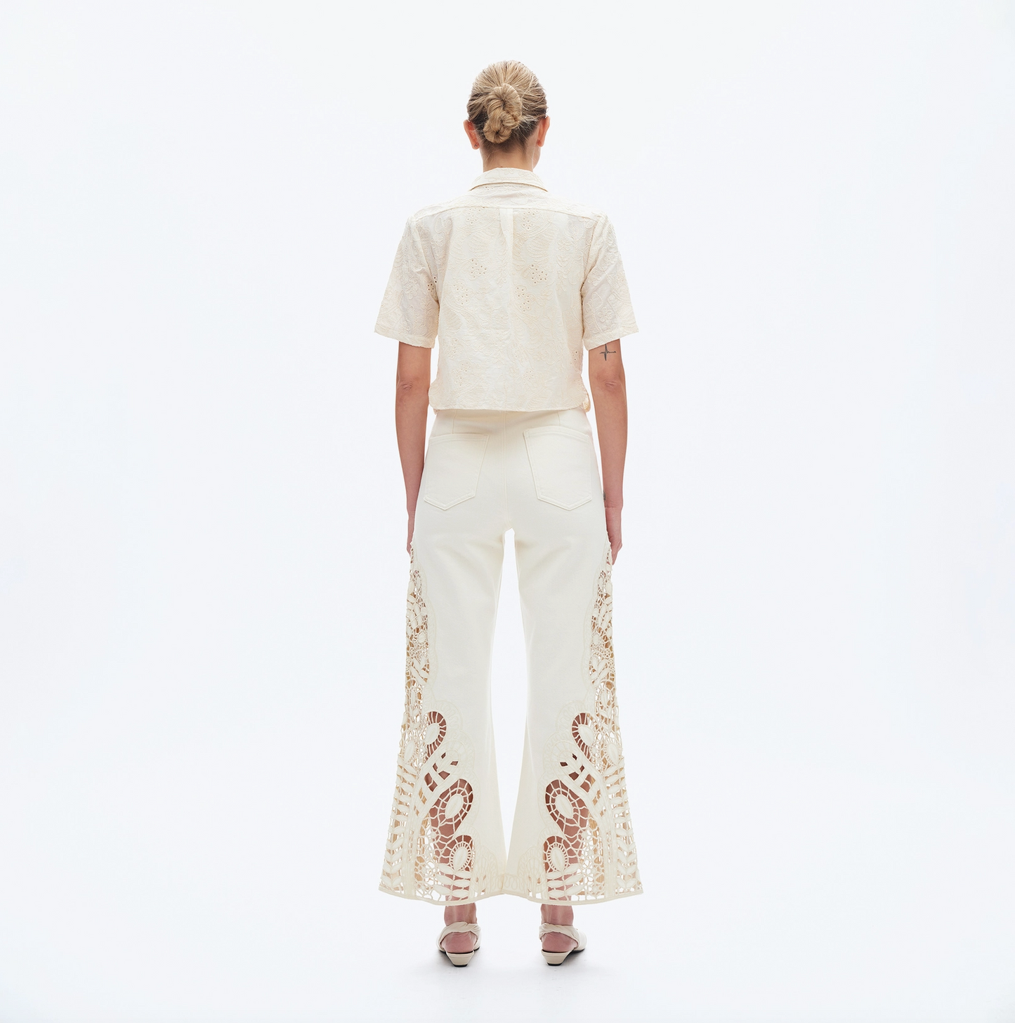 High Rise Wide Leg Twill Pants