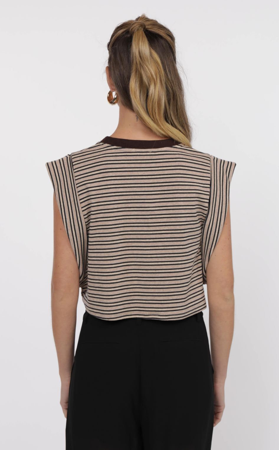 One + Only Stripe Shoulder Crop