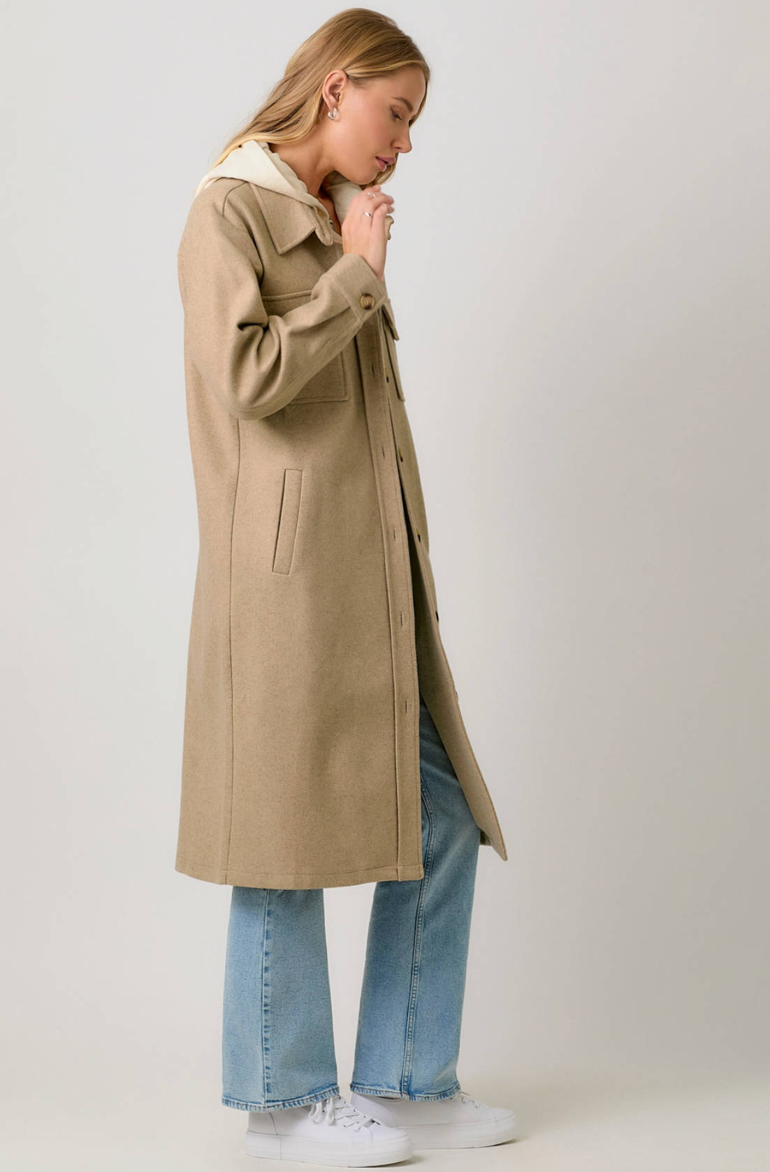 Twofer Hoodie Solid Coat