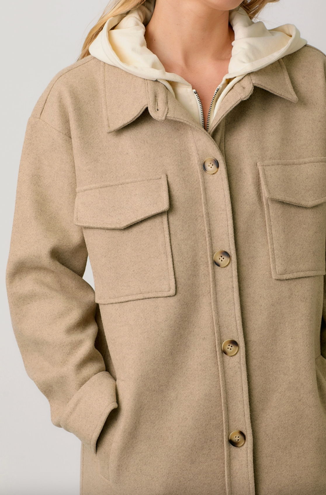 Twofer Hoodie Solid Coat