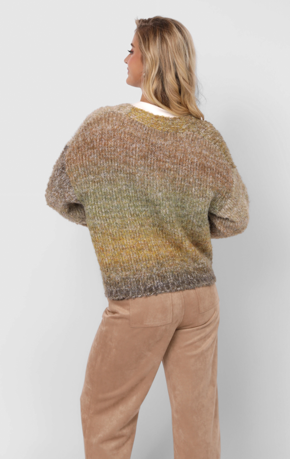 Smiley Ombre Fuzzy Knit Cardigan