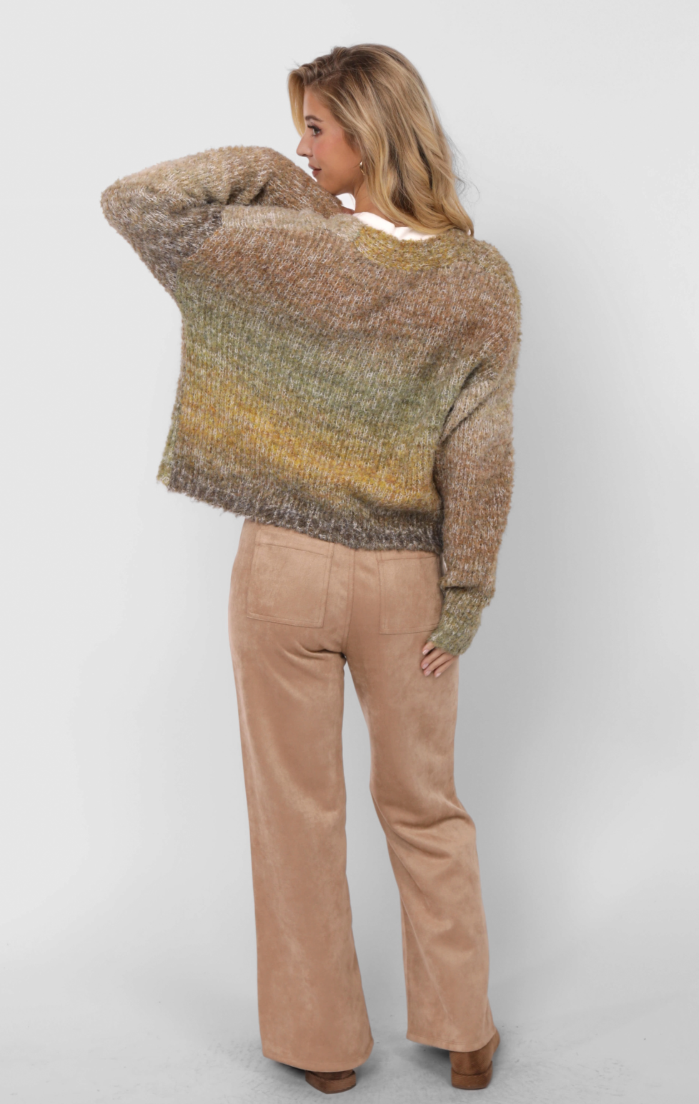 Smiley Ombre Fuzzy Knit Cardigan