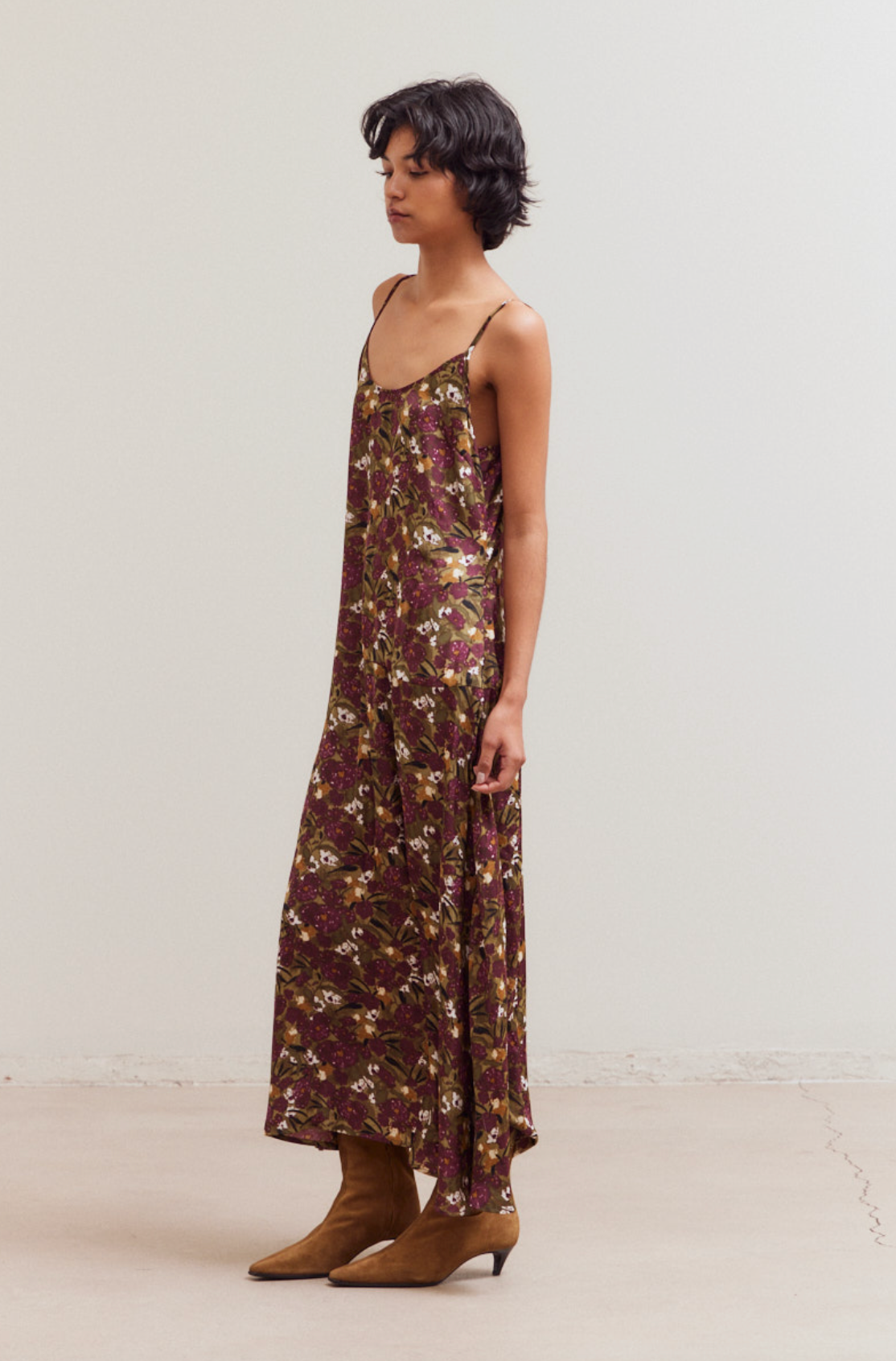 Dark Jewel Sleeveless Floral Print Dress