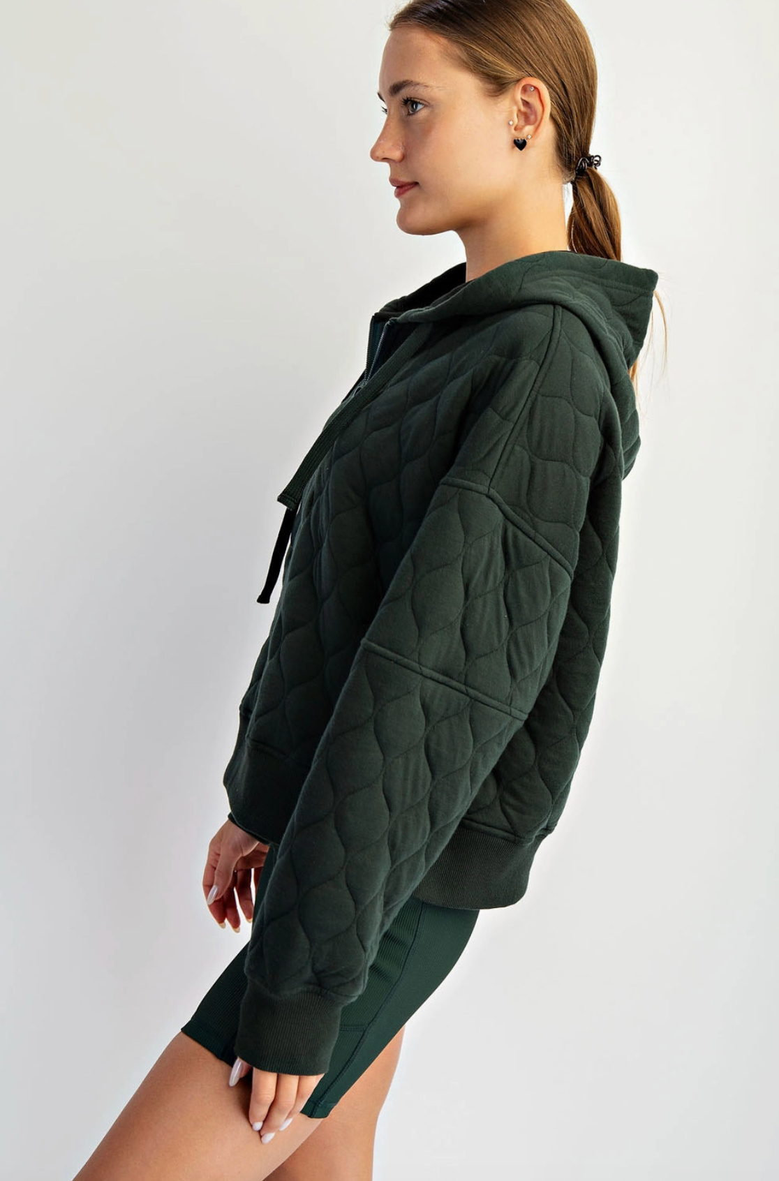 Quilted Quarter Zip Hoodie Jacket