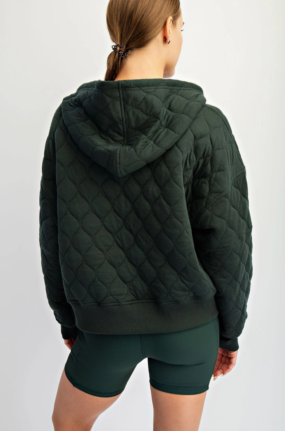 Quilted Quarter Zip Hoodie Jacket