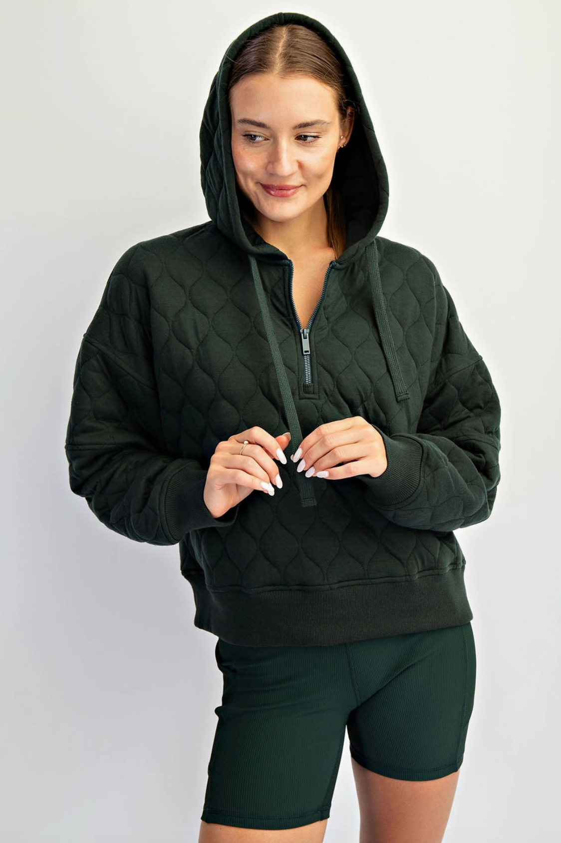 Quilted Quarter Zip Hoodie Jacket