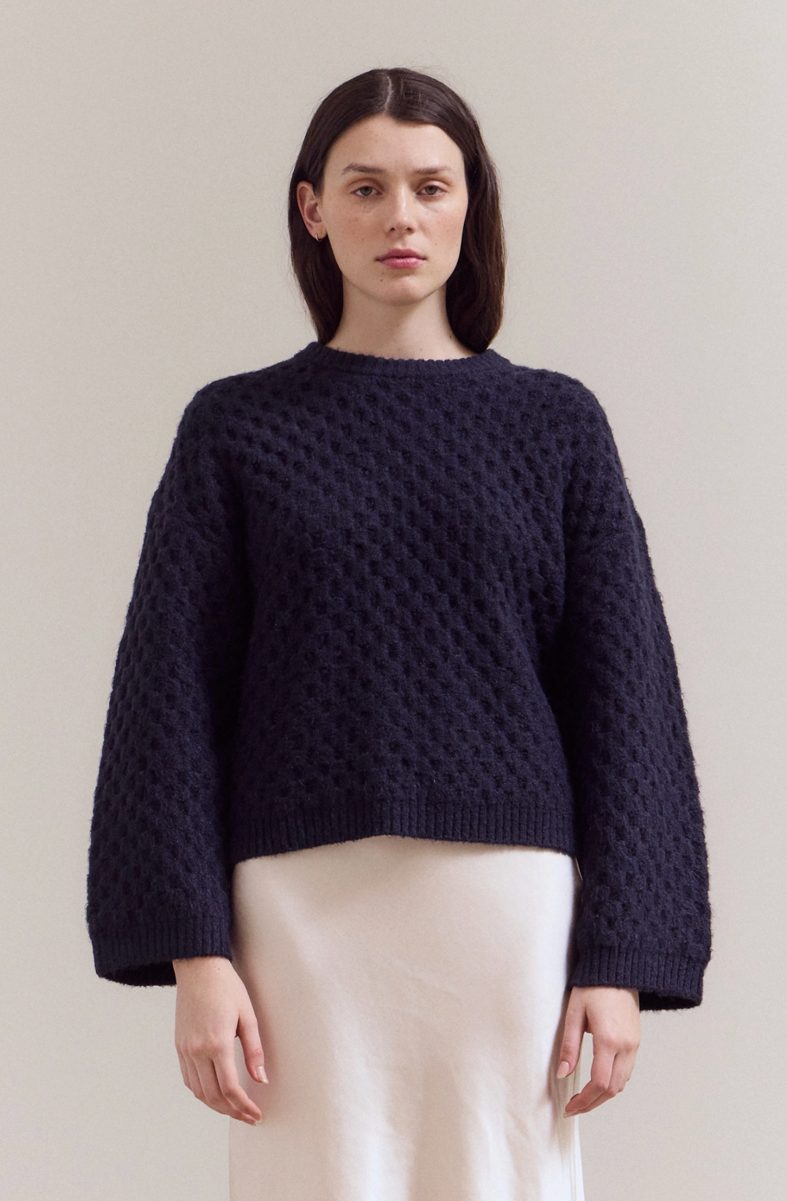 Check Texture Knit Sweater