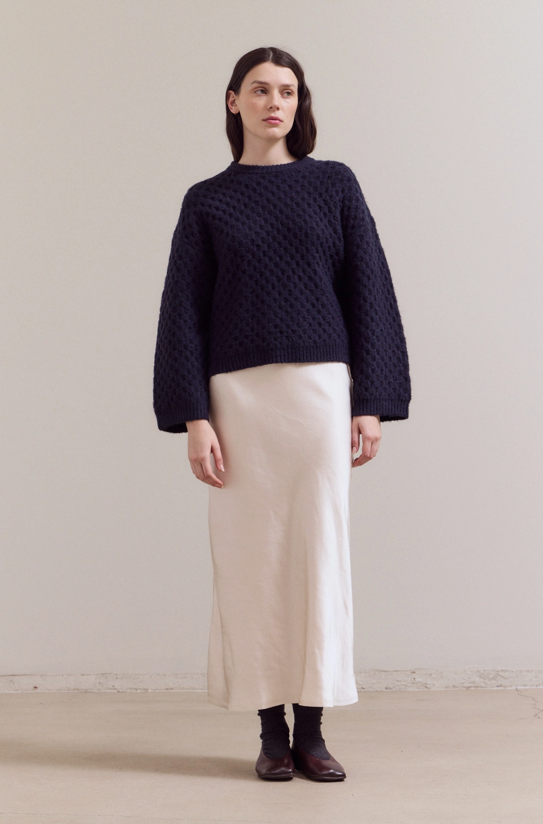 Check Texture Knit Sweater