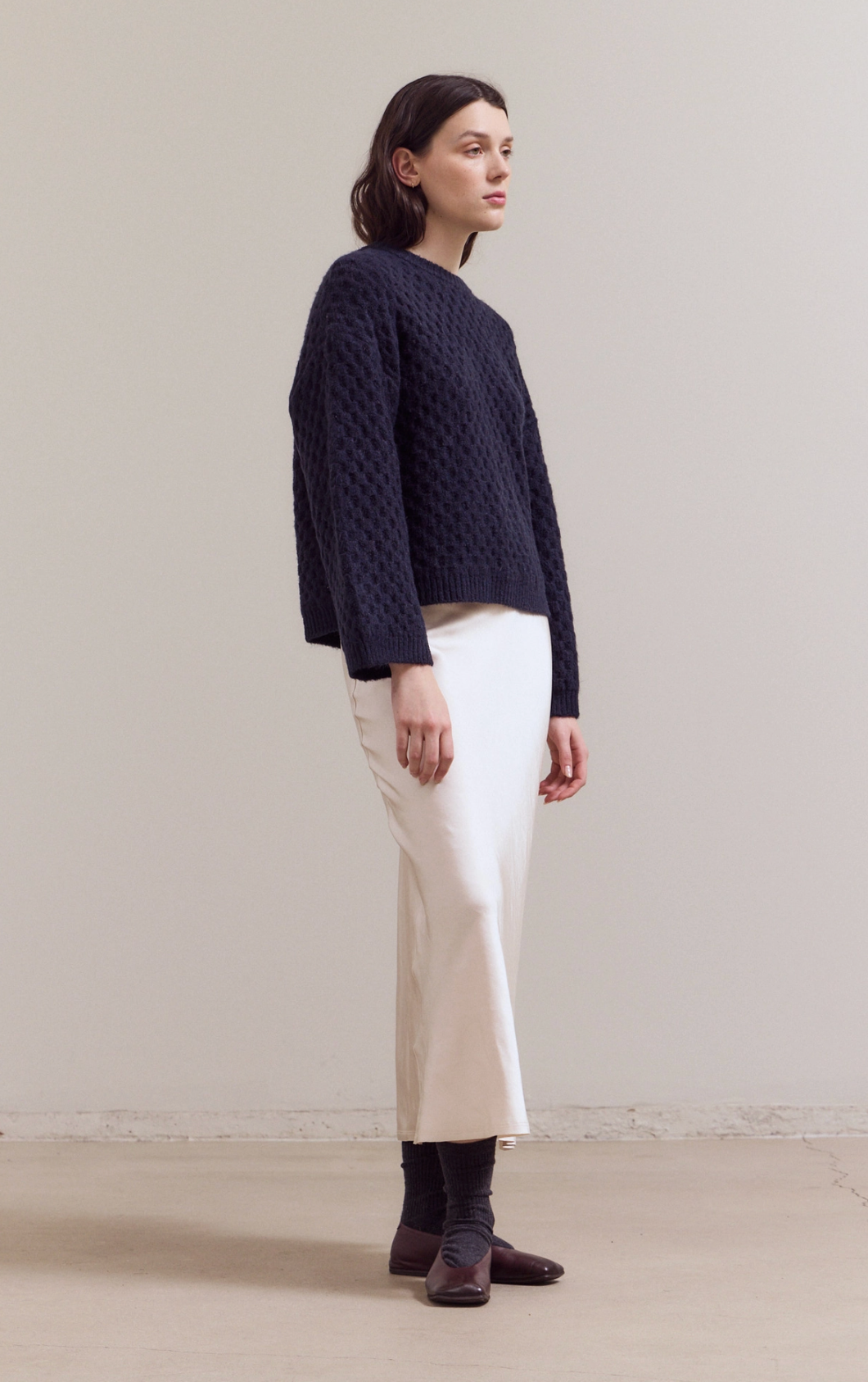 Check Texture Knit Sweater