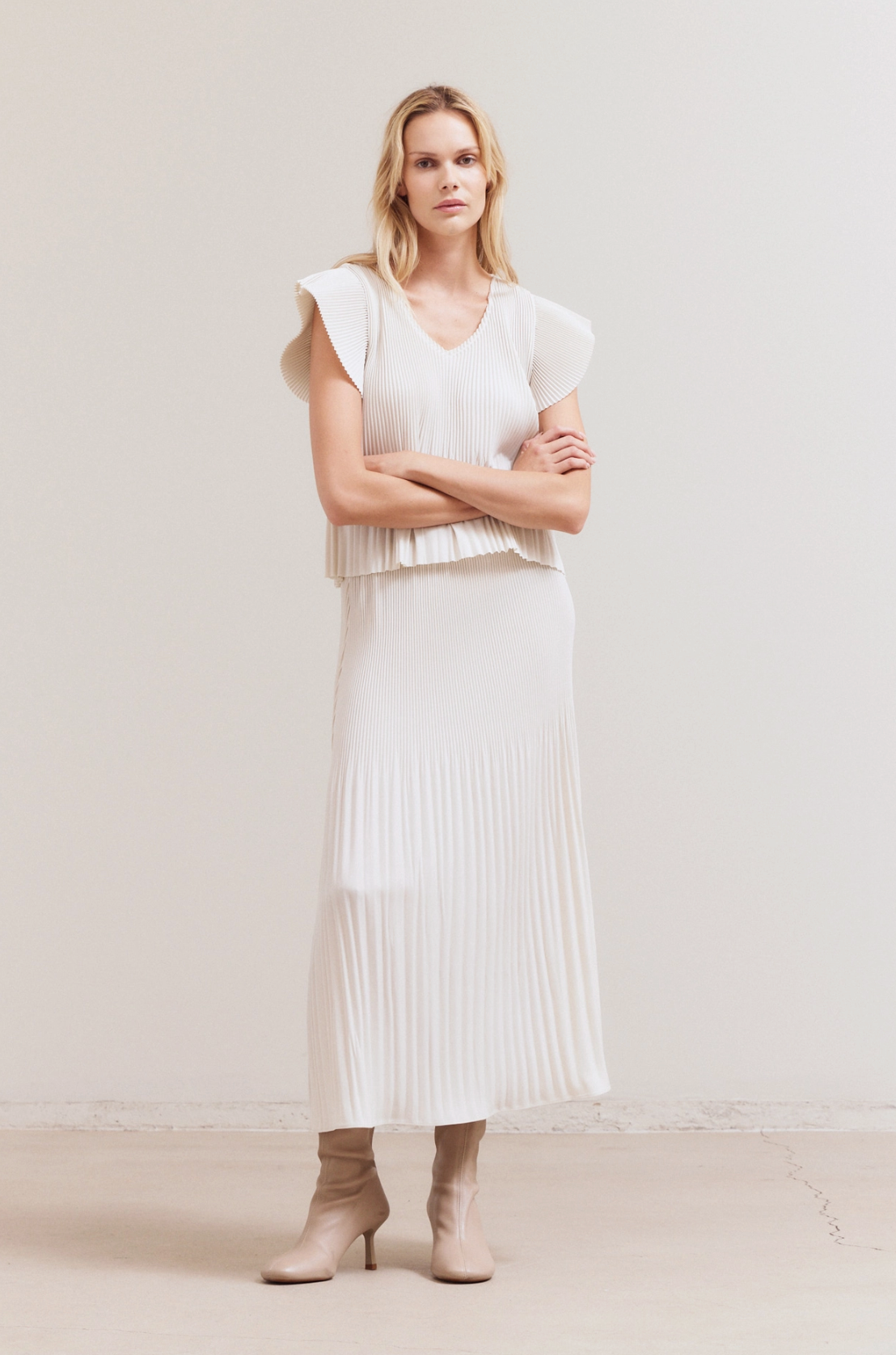Wrinkled Pleats Ruffle Top
