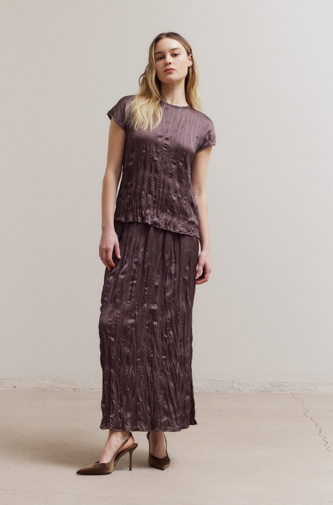 Aubergine Satin Top