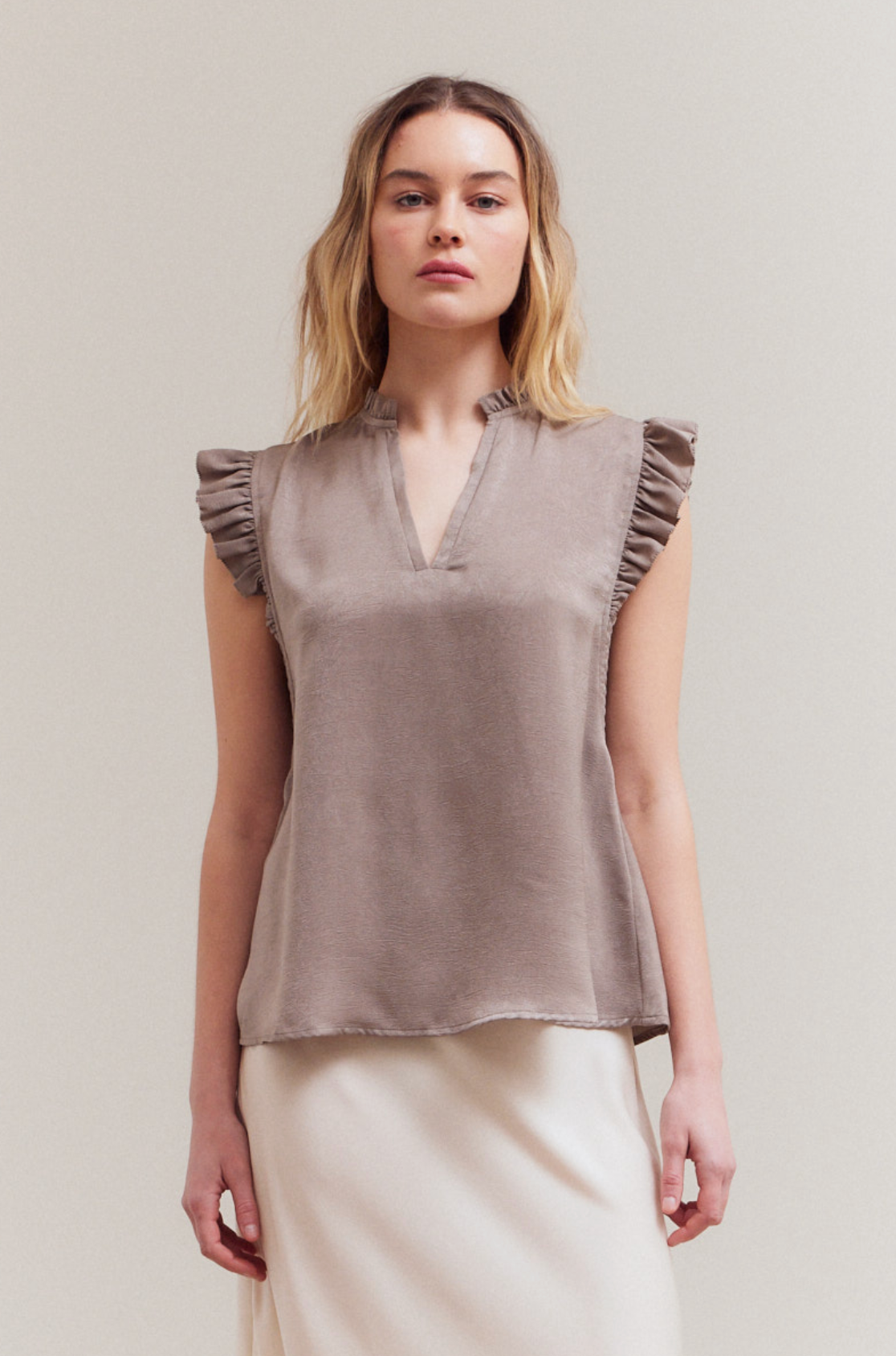 Satin Ruffle Top