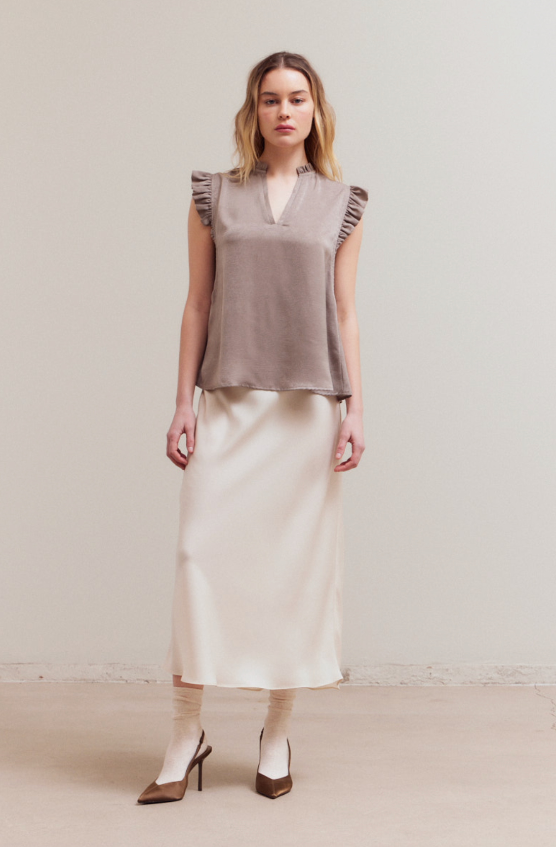 Satin Ruffle Top