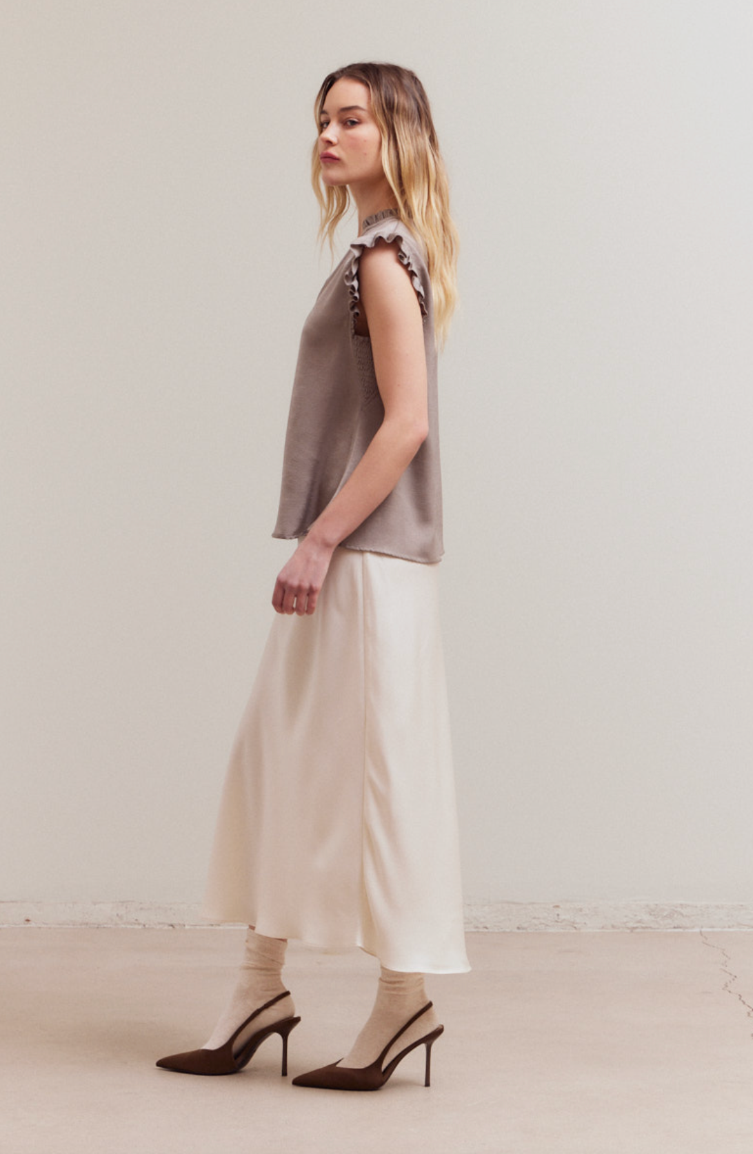 Satin Ruffle Top