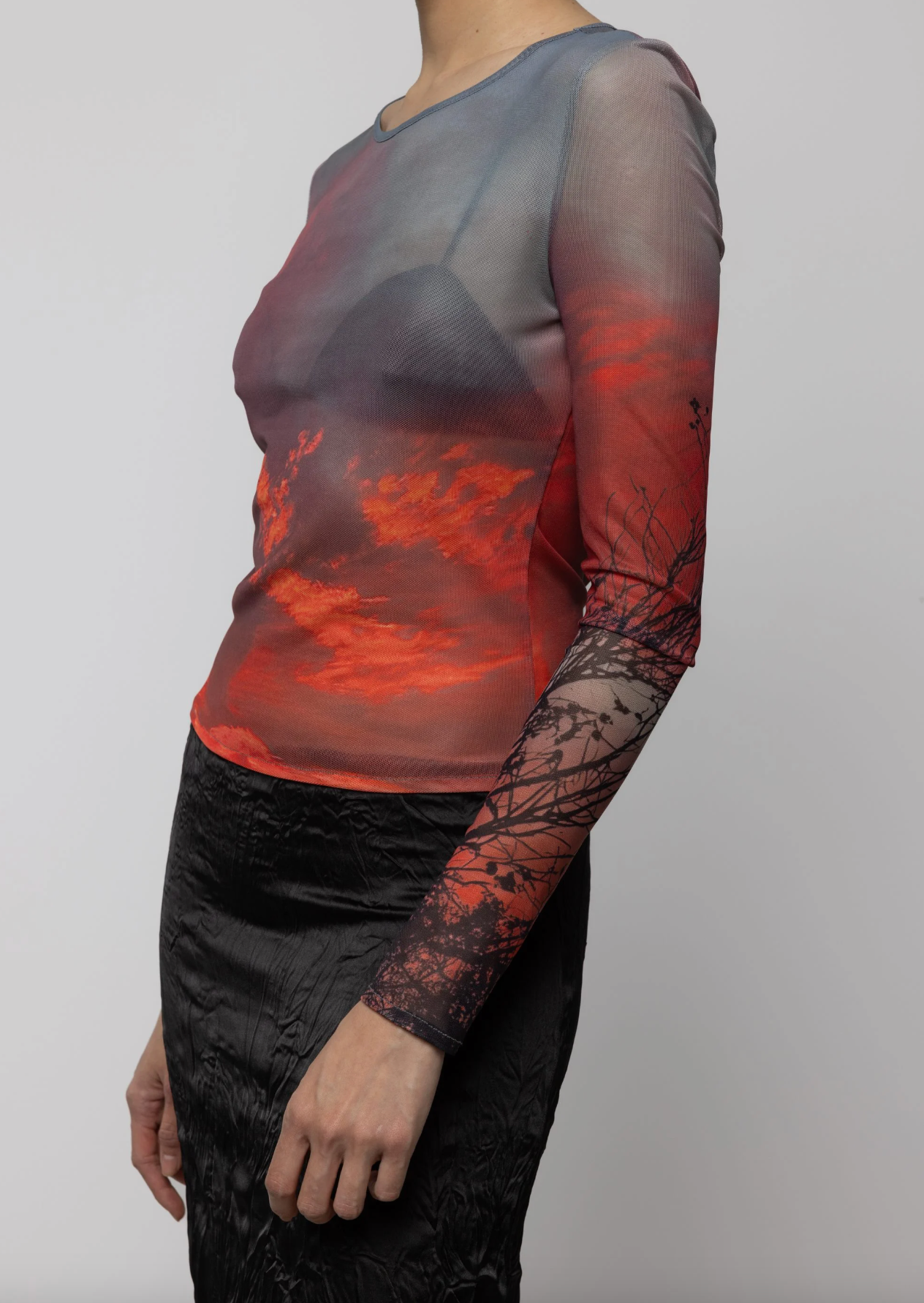 Crimson Dusk Mesh Long Sleeve