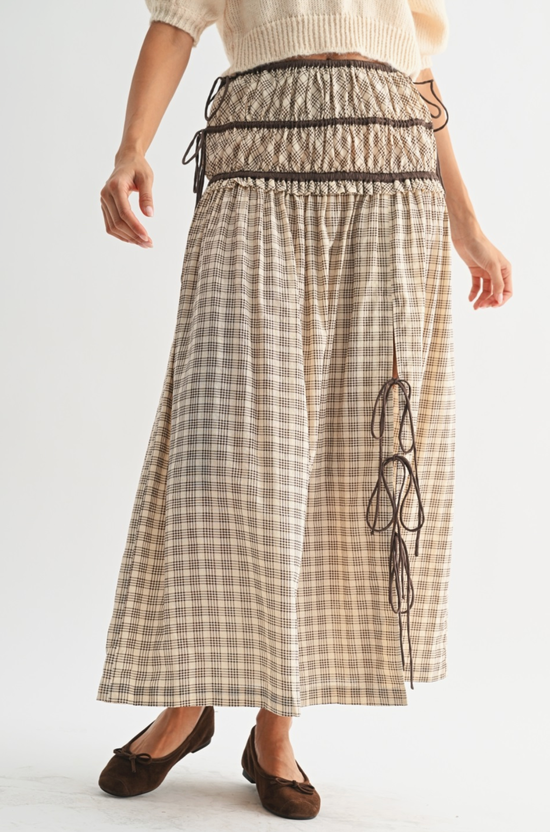 Shea Checked Midi Skirt