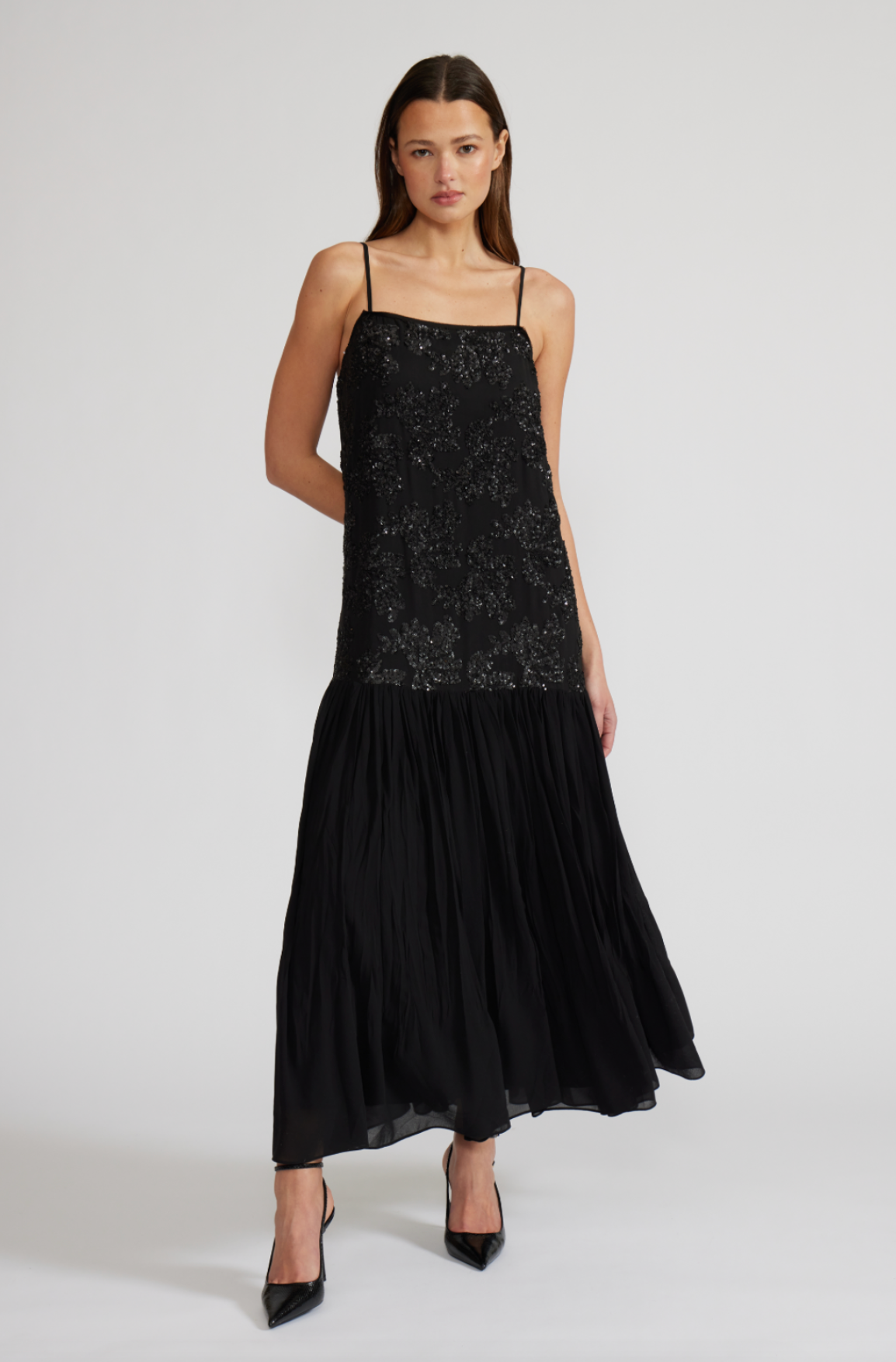 Marissa Drop Waist Sequin Dress Black / Xs Marissa Drop Waist Sequin Dress Black / Xs