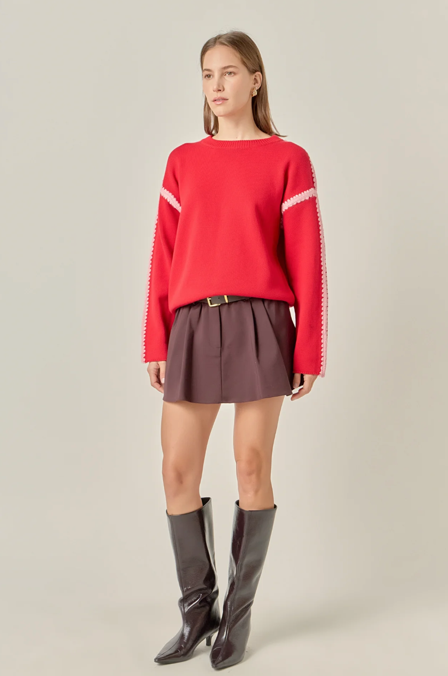 Stitch Detailed Crew Neck Knit