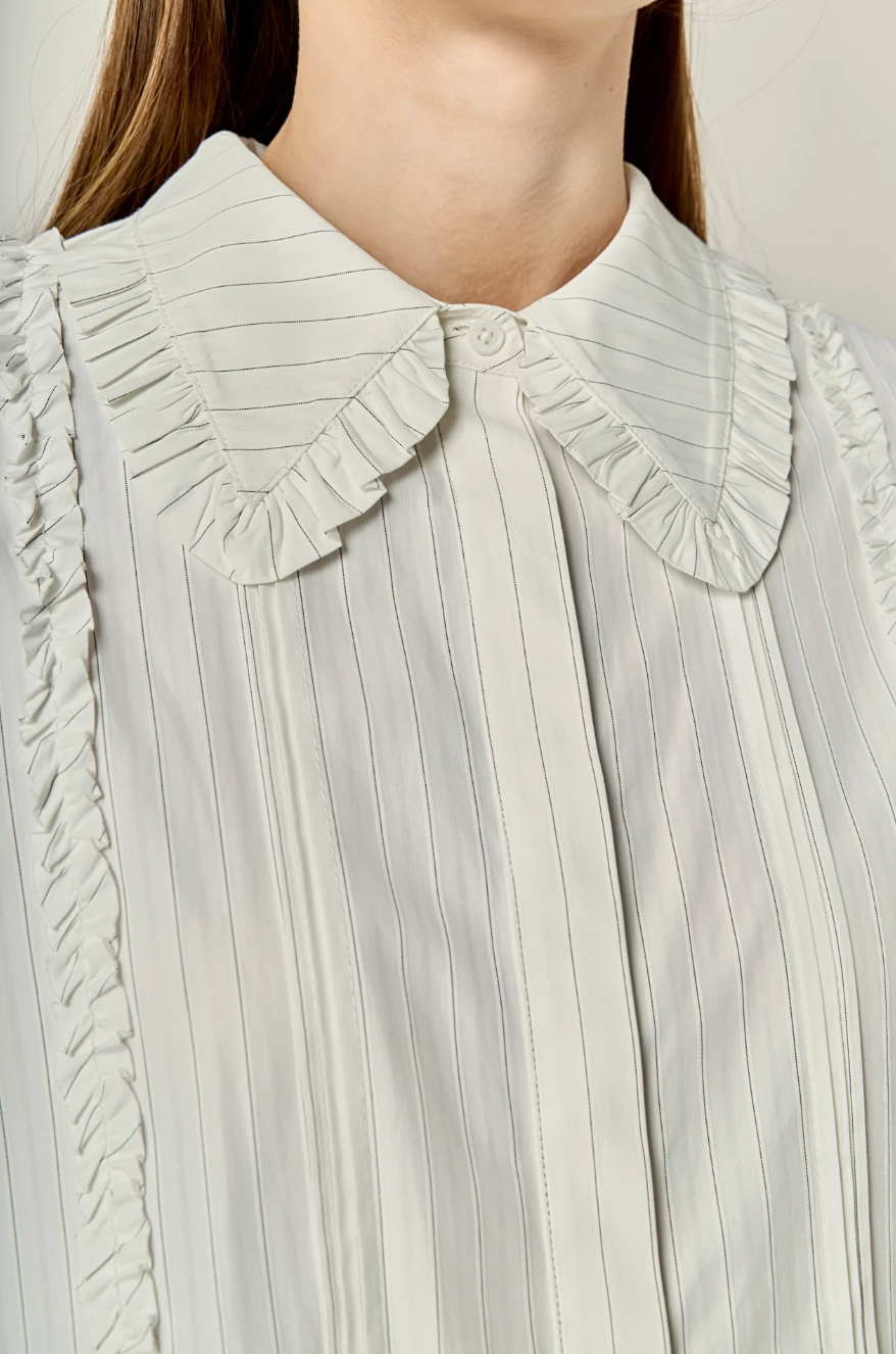 Classic Pintuck Ruffle Shirt