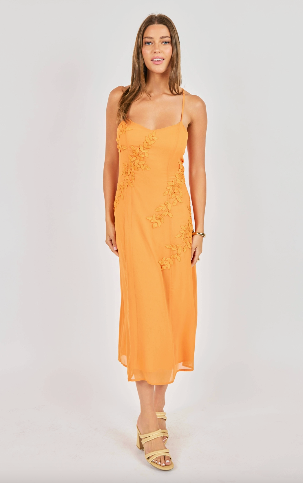 Prickly Petal Applique Midi Dress