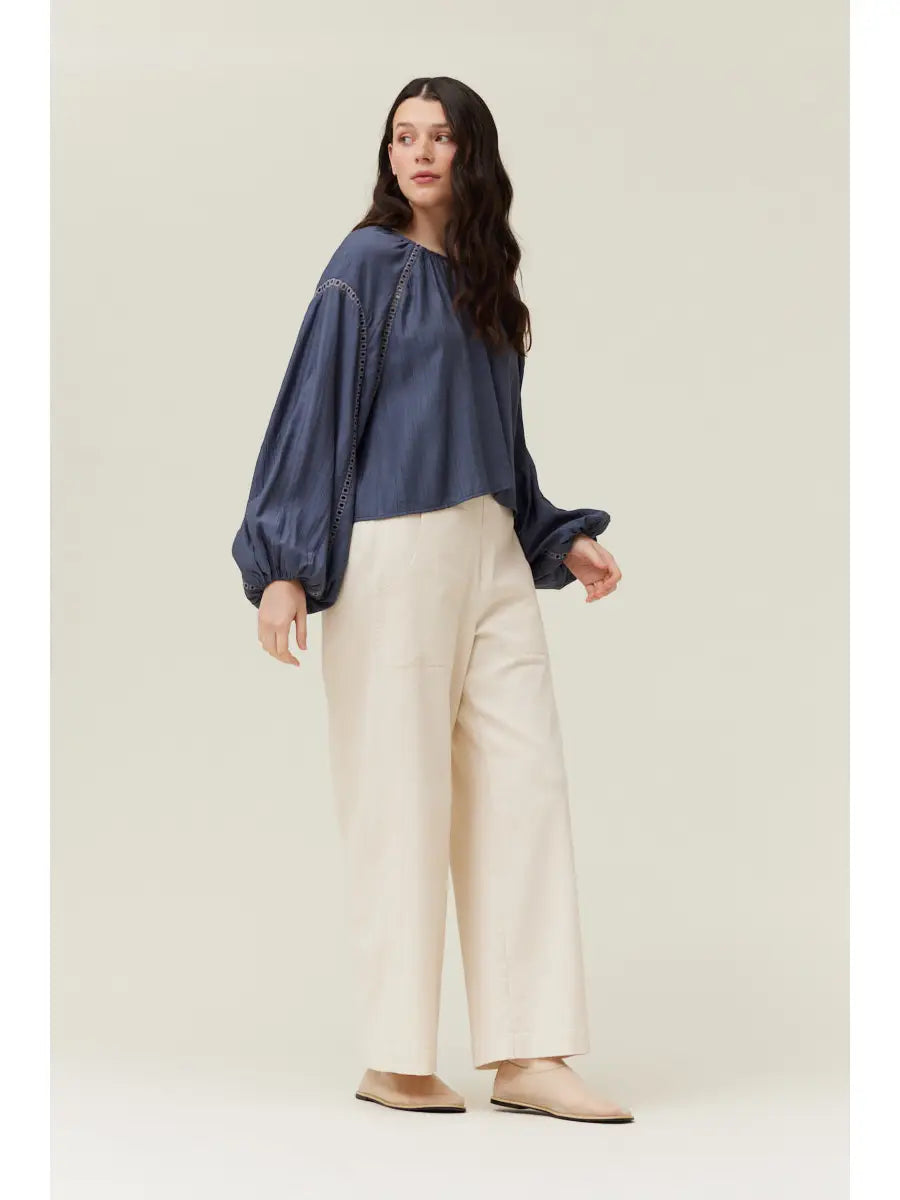 Lace Trim Mixed Blouse