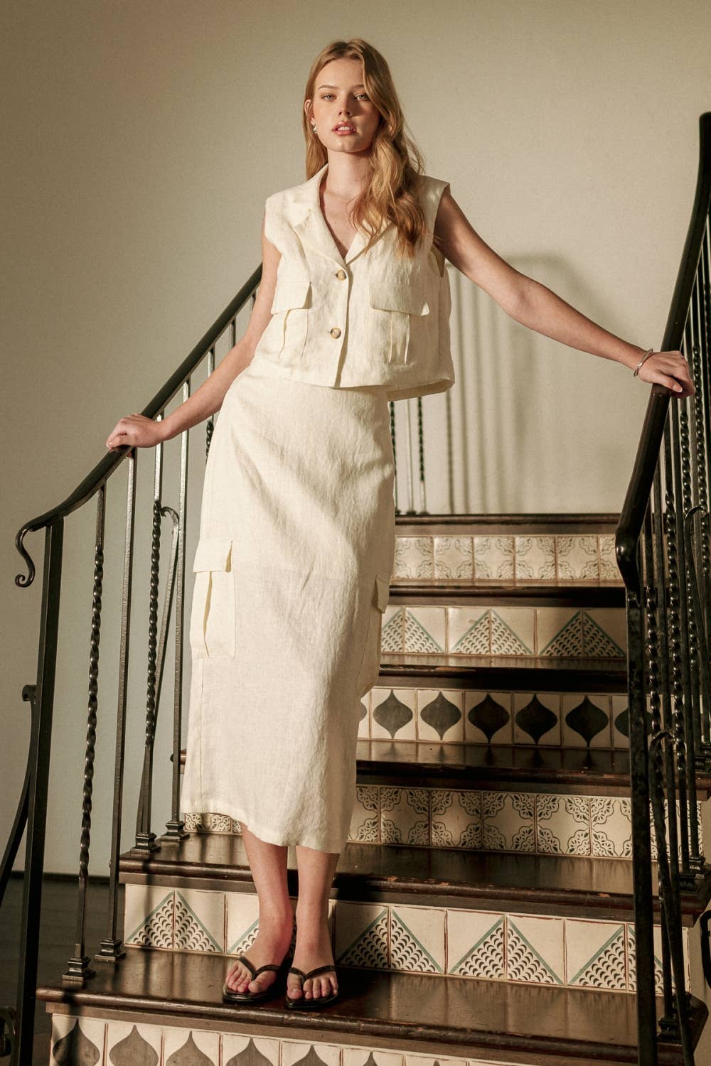 Linen Cargo Vest