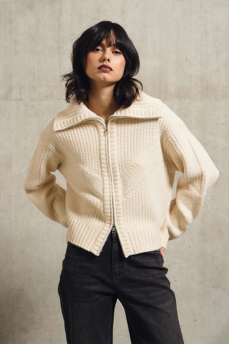 Natalia Double Zip Knit Cardi
