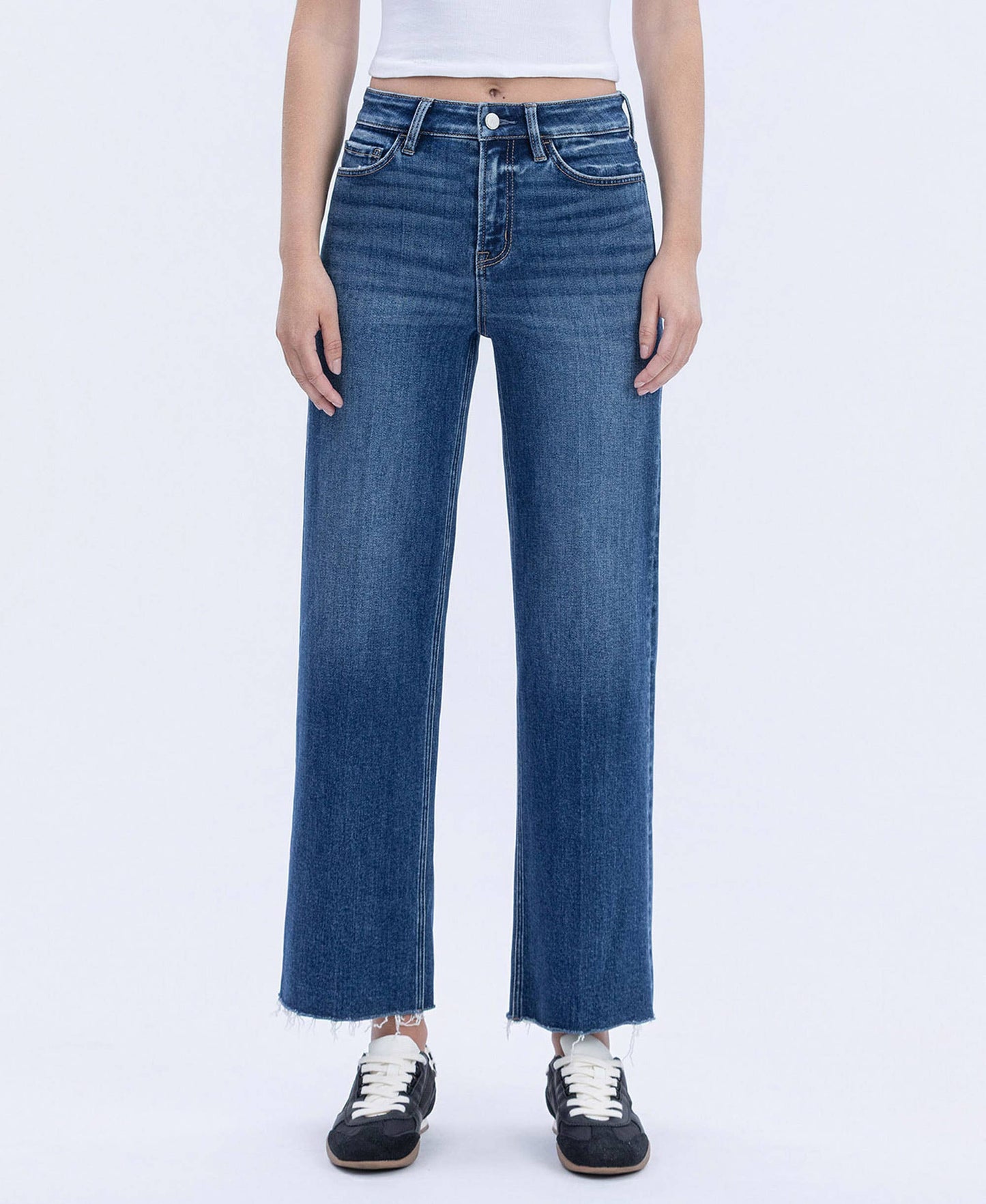 Rational High Rise Trouser Press Wide Leg Jeans